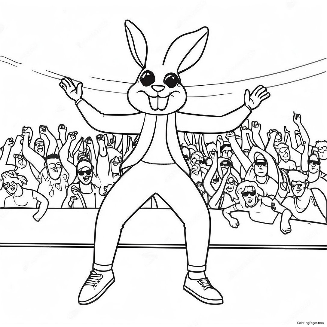 Bad Bunny Performing On Stage Coloring Page 5607 4585