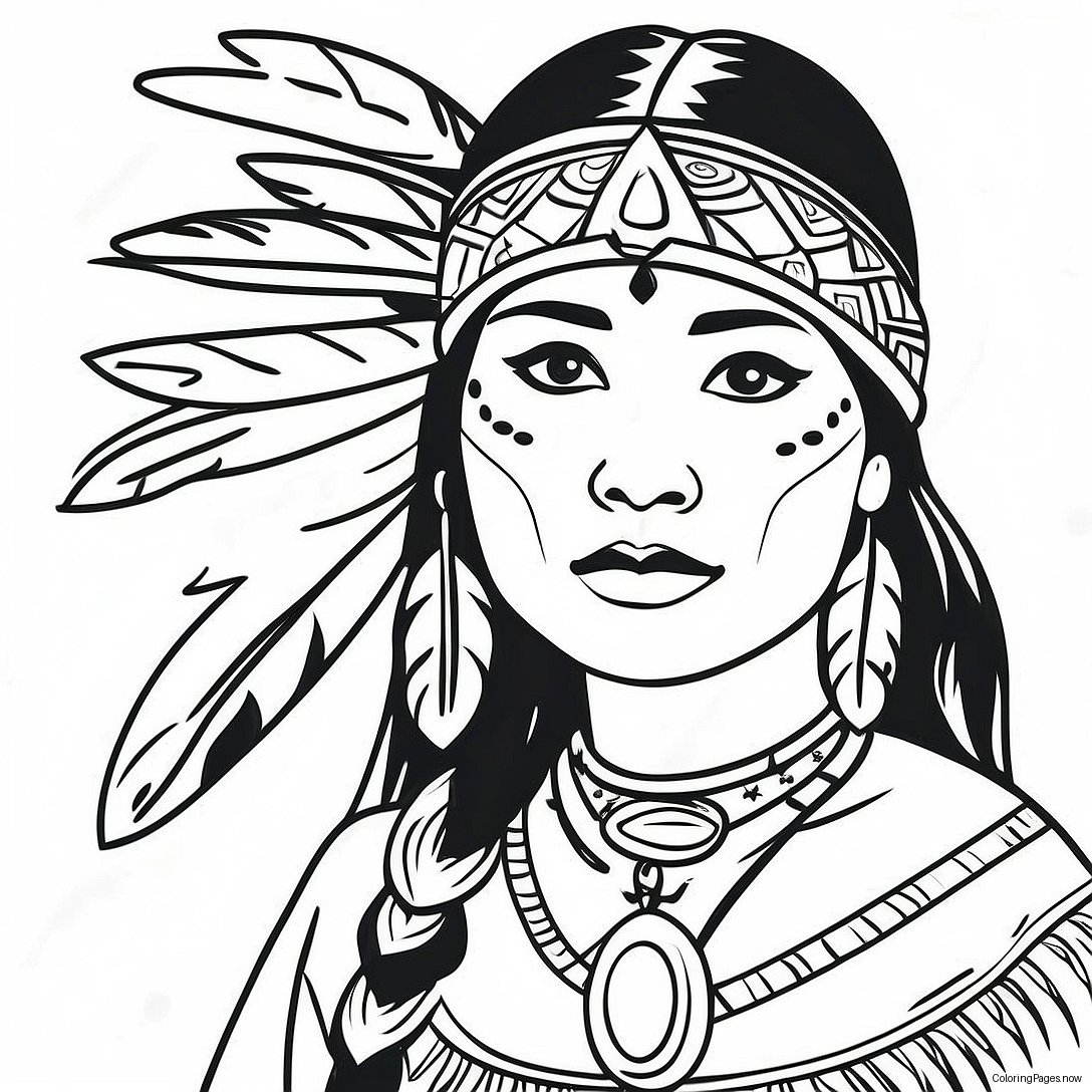 Elegant Native American Woman In Traditional Dress Coloring Page 69334 55575