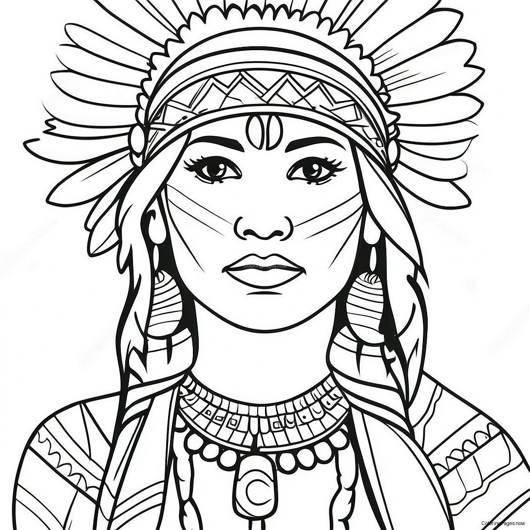 Elegant Native American Woman In Traditional Dress Coloring Page 69334 55576