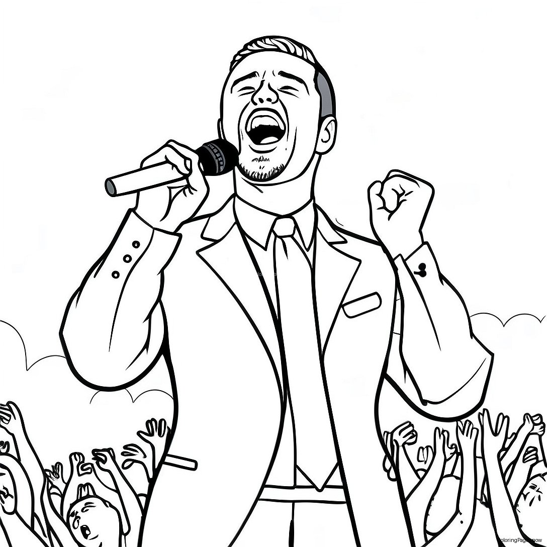 Justin Timberlake Singing On Stage Coloring Page 47024 37542