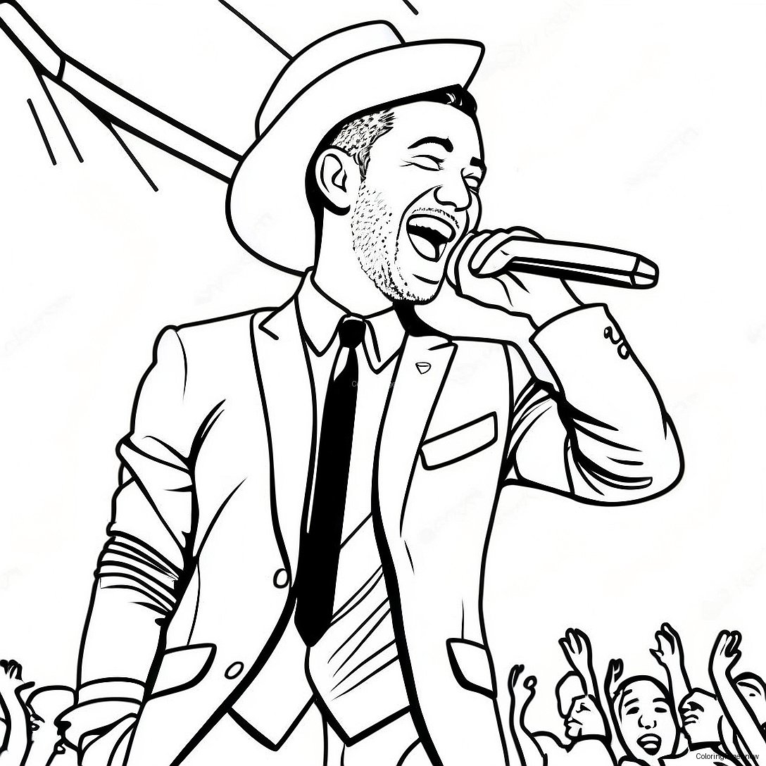 Justin Timberlake Singing On Stage Coloring Page 47024 37544