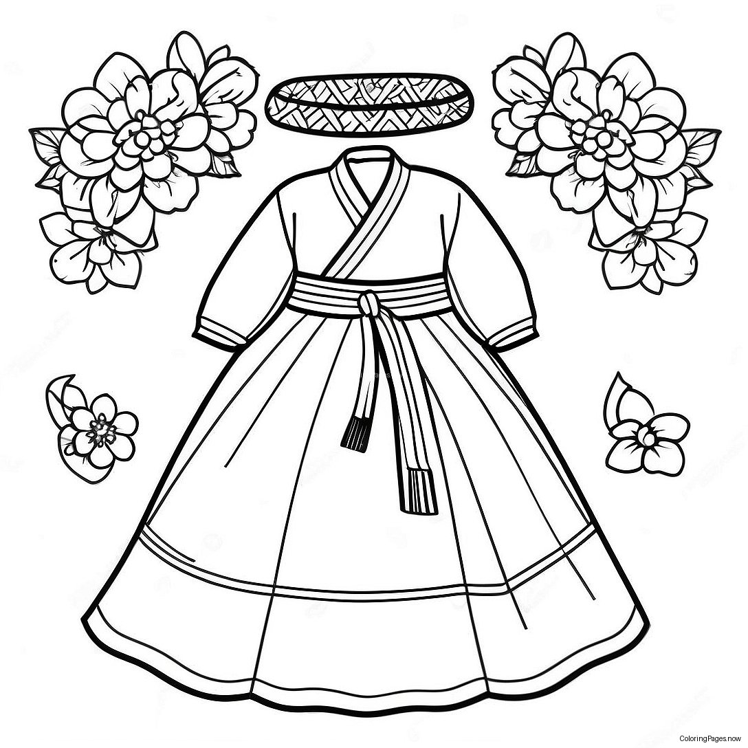 Korean Traditional Hanbok Coloring Page 17309 13946 