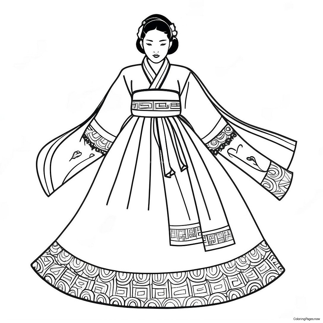 Korean Traditional Hanbok Coloring Page 17309 13948 
