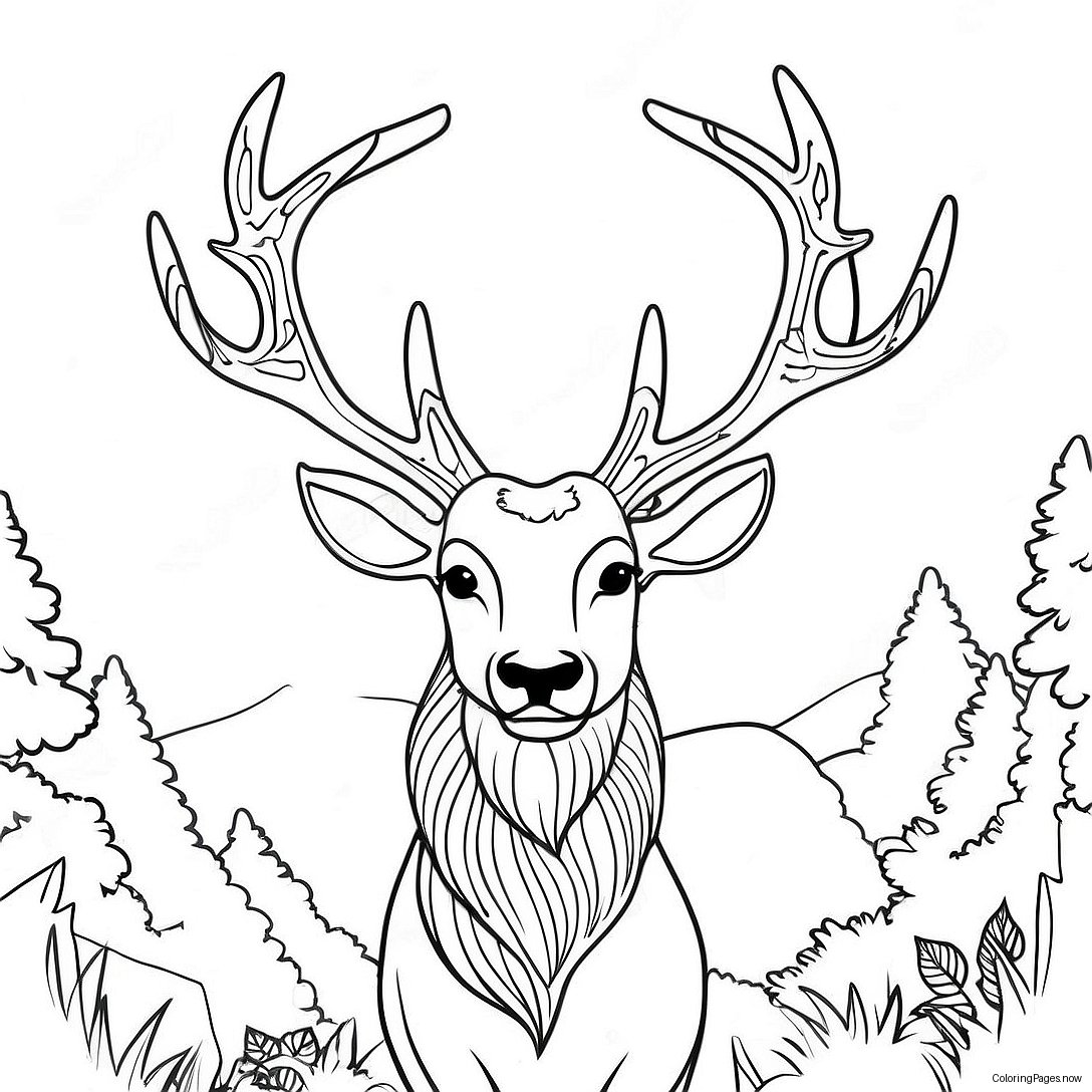 Majestic Stag With Antlers Coloring Page 51474 41089