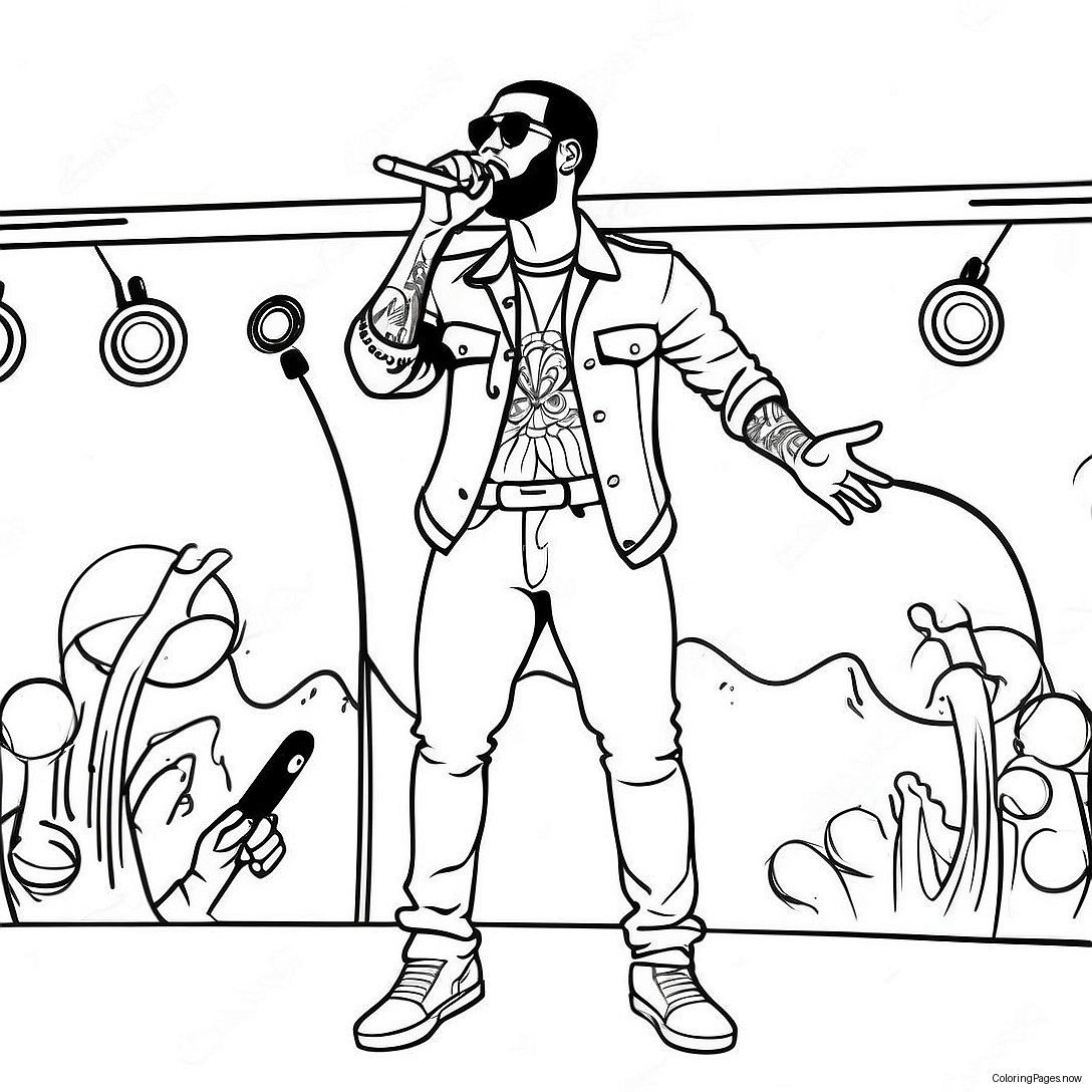 Pop Smoke Performing On Stage Coloring Page 45124 36030