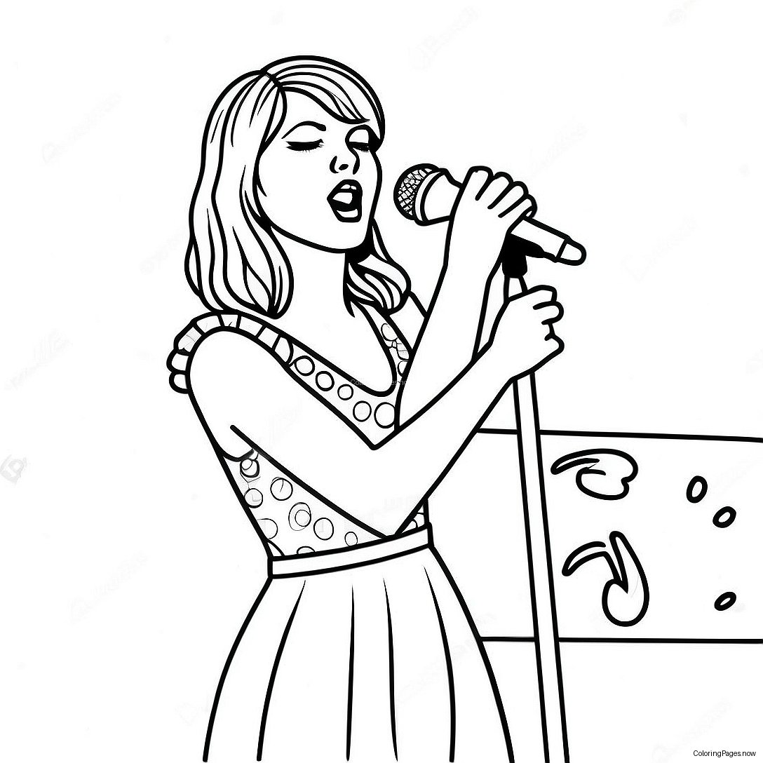 Taylor Swift Singing On Stage Coloring Page 10227 8334