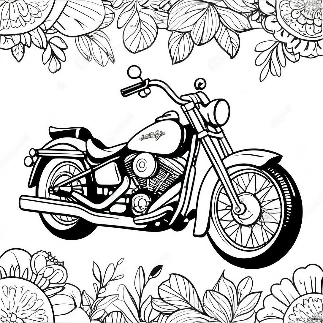 Vintage Harley Davidson Bike Coloring Page 55914 44619