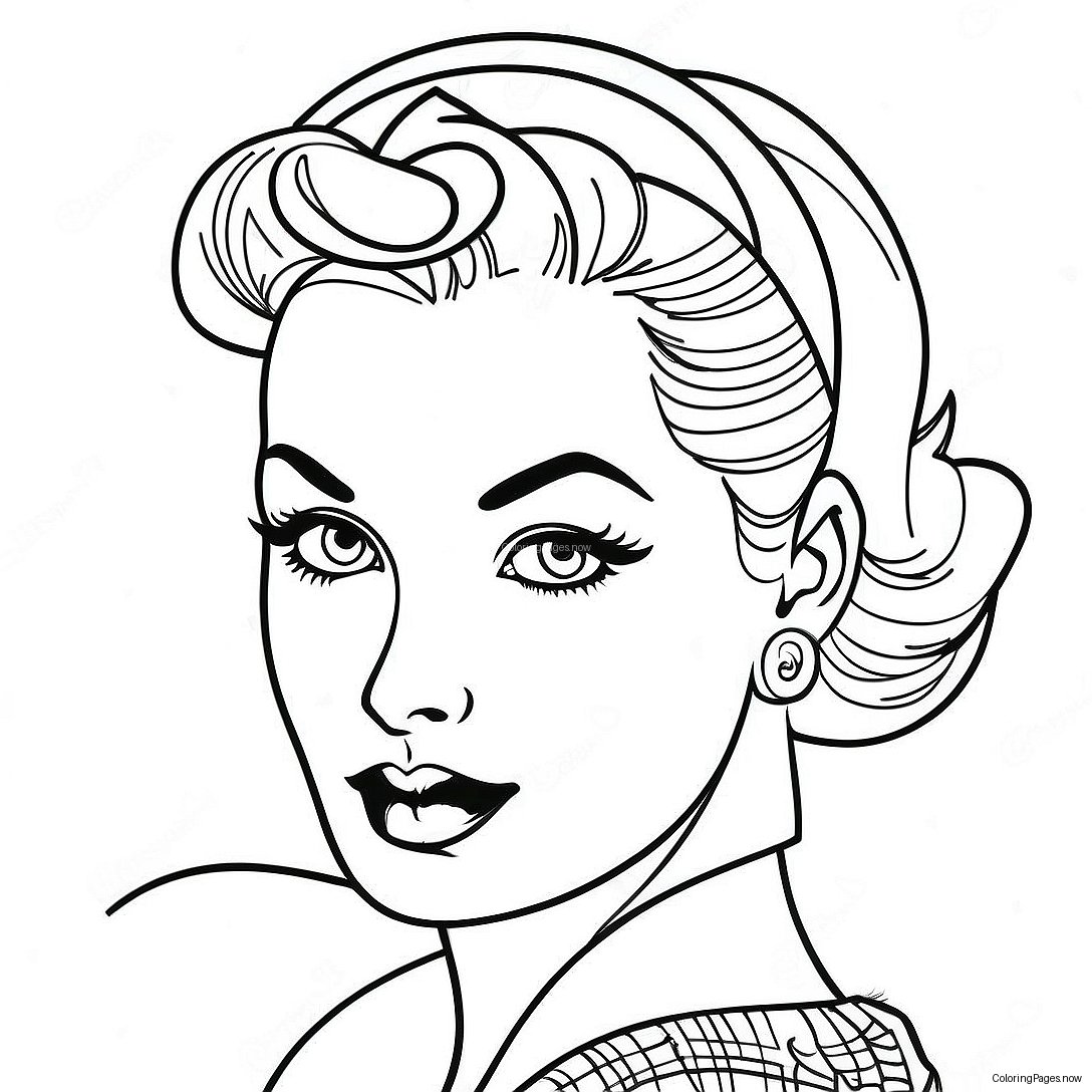 Vintage Pin Up Girl Coloring Page 49924 39856