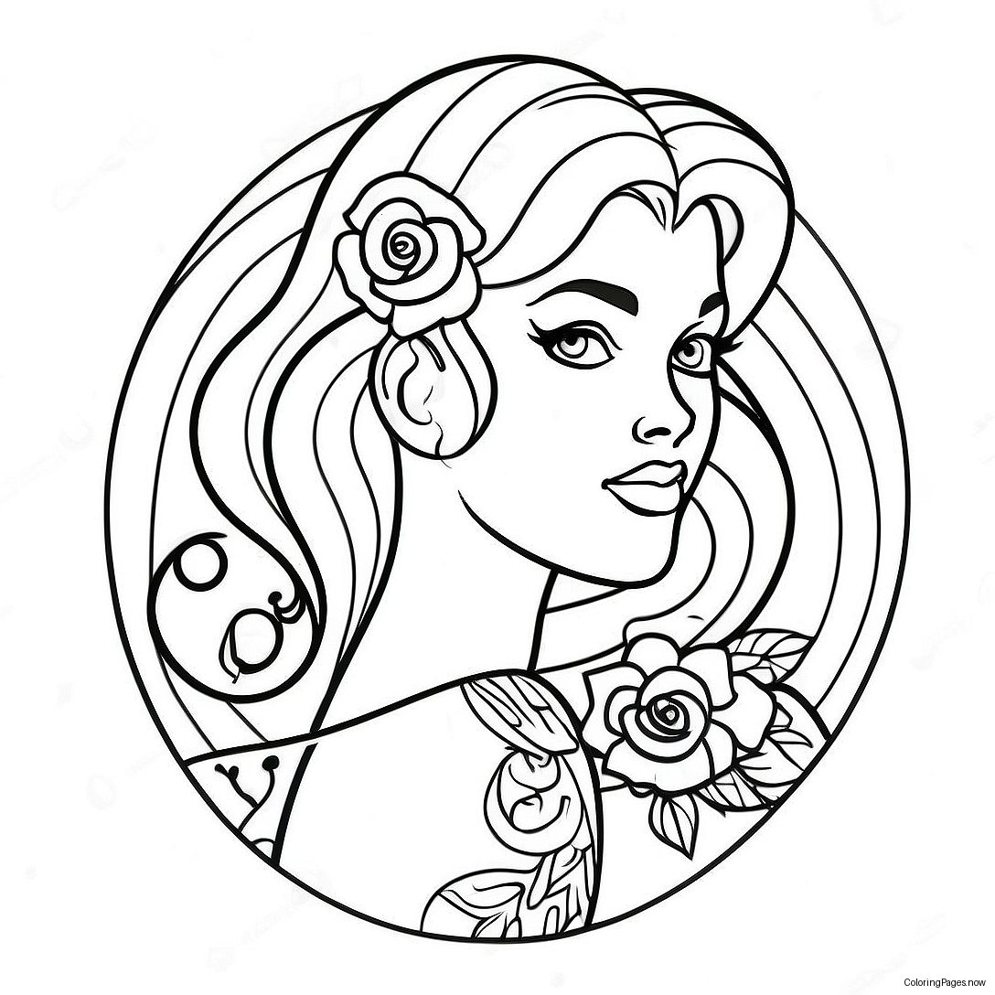 Vintage Tattoo Pin Up Coloring Page 28394 22762