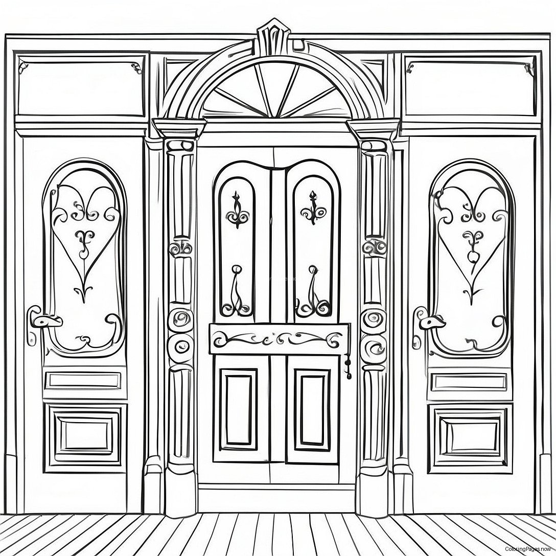 Vintage Wooden Doors Coloring Page 19762 15909