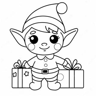 Cute Elf With Christmas Gifts Coloring Page 1072-856