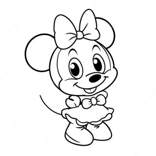 Cute Minnie Mouse With Bow Coloring Page 112-95