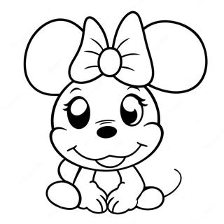 Cute Minnie Mouse With Bow Coloring Page 112-96