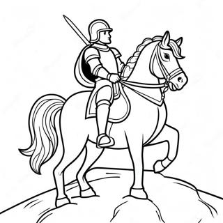 Brave Knight On A Horse Coloring Page 1242-990