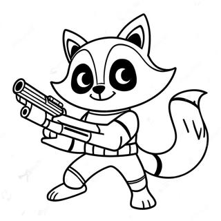 Rocket Raccoon With Blasters Coloring Page 1252-1046