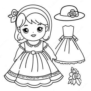 Cute Paper Doll With Dress Coloring Page 12757-10341