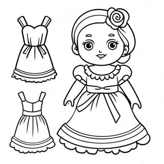 Cute Paper Doll With Dress Coloring Page 12757-10343