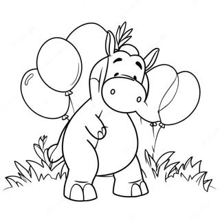 Eeyore With Colorful Balloons Coloring Page 1282-1069