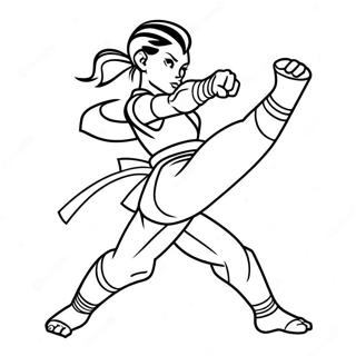 Chun Li Kicking Action Coloring Page 14960-12074