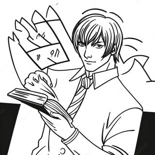 Light Yagami With Death Note Coloring Page 15040-12141