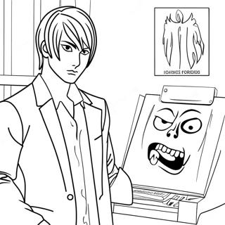Light Yagami With Death Note Coloring Page 15040-12142