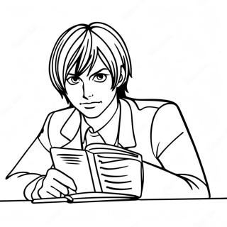Light Yagami With Death Note Coloring Page 15040-12143