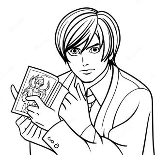 Light Yagami With Death Note Coloring Page 15040-12144