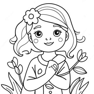 Adorable Girl With Flowers Coloring Page 1532-1266