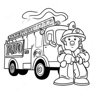 Fireman Sam With Fire Truck Coloring Page 15400-12426