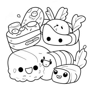 Cute Sushi Rolls Coloring Page 1562-1290