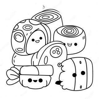 Cute Sushi Rolls Coloring Page 1562-1292