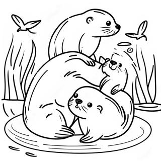 Playful Otter Family Coloring Page 1632-1345