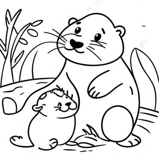 Playful Otter Family Coloring Page 1632-1348