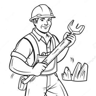 Hardworking Construction Worker With Tools Coloring Page 18360-14795