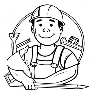 Hardworking Construction Worker With Tools Coloring Page 18360-14796