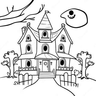 Haunted House Spooky Halloween Coloring Page 19741-15885