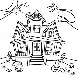 Haunted House Spooky Halloween Coloring Page 19741-15886