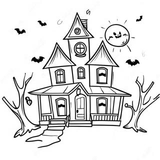 Haunted House Spooky Halloween Coloring Page 19741-15888