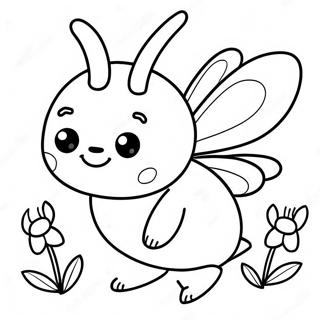 Cute Bumblebee With Flowers Coloring Page 1992-1637