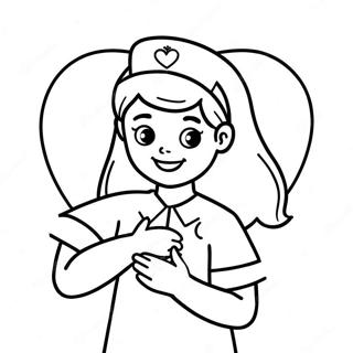 Caring Nurse With Heart Coloring Page 20042-16136