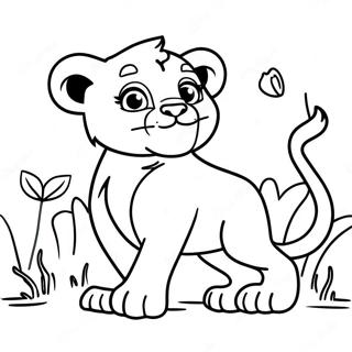 Playful Baby Lion Cub Coloring Page 20532-16524