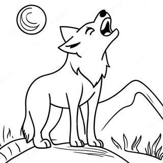Realistic Wolf Howling At Moonlight Coloring Page 20891-16803