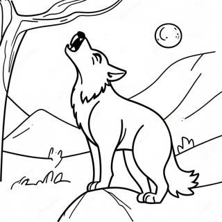 Realistic Wolf Howling At Moonlight Coloring Page 20891-16804