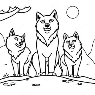 Majestic Wolf Pack In Moonlight Coloring Page 20892-16807