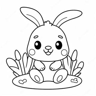 Cute Kawaii Bunny With Flowers Coloring Page 21262-17097