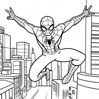 Spider Man Swinging Through City Coloring Page 22072-17744