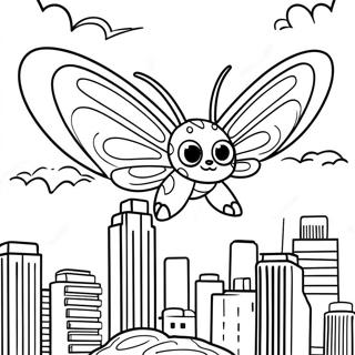 Mothra Flying Over City Coloring Page 22462-18058