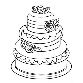 Three Tiered Wedding Cake Coloring Page 22512-18097