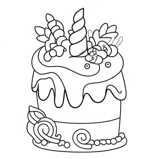 Unicorn Cake With Rainbow Sprinkles Coloring Page 2251-1847