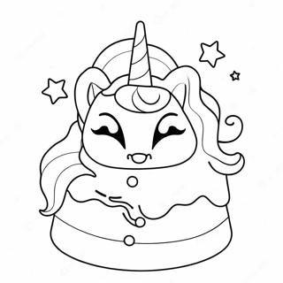 Magical Unicorn Cake With Stars Coloring Page 2252-1842